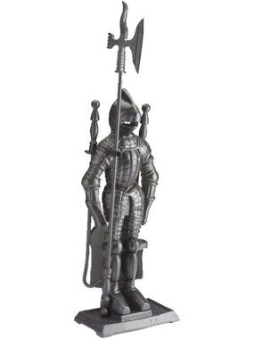 Dark Knight Fireplace Tool Set - Black Cast Iron, Durable Metalwork, Elegant